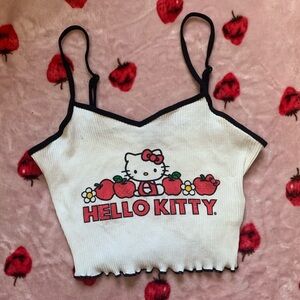 Hello Kitty White strap crop Top apple orchard lettuce top